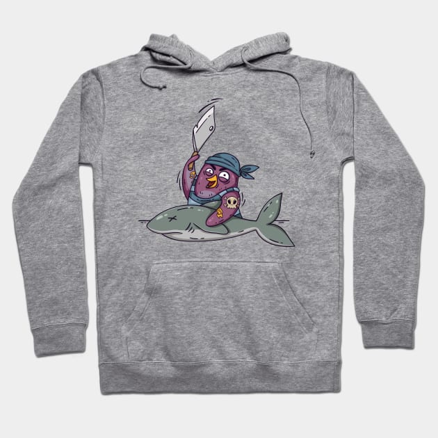 Pirate penguin cut shark Hoodie by Mako Design 